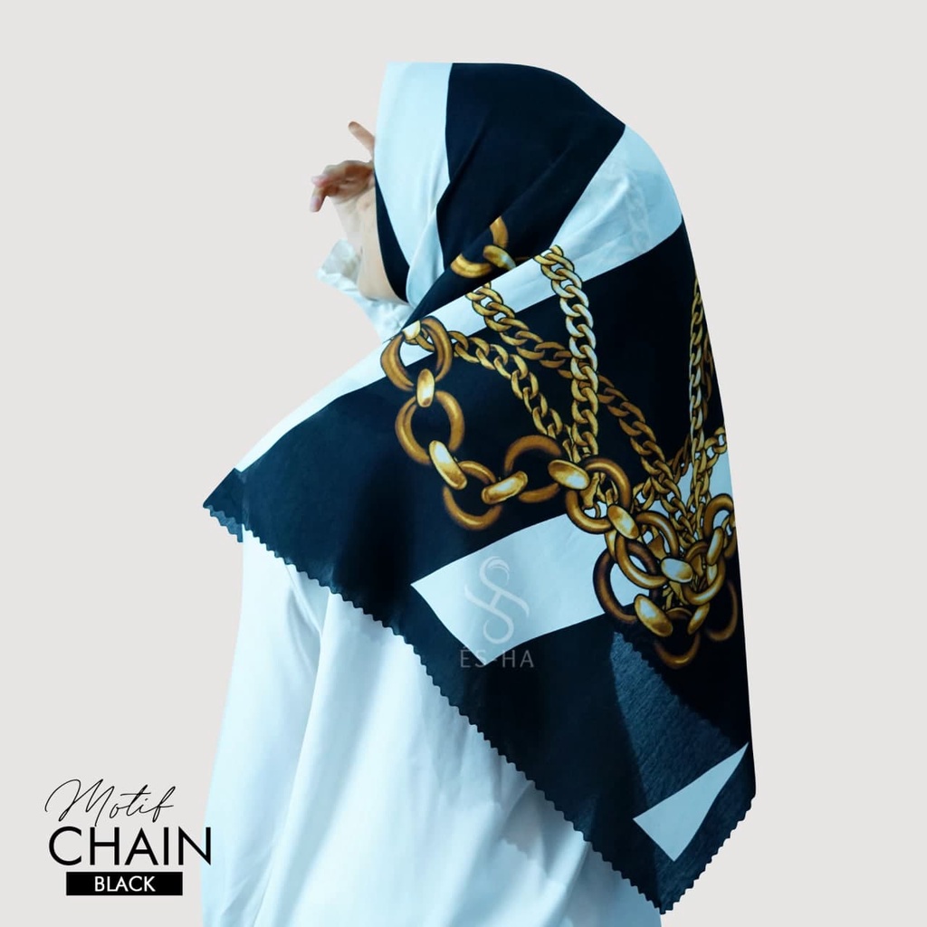 COD PROMO DENAY KW HIJAB SEGIEMPAT VOAL MOTIF / JILBAB DEENAY KW MOTIF TERMURAH-CHAIN BLACK