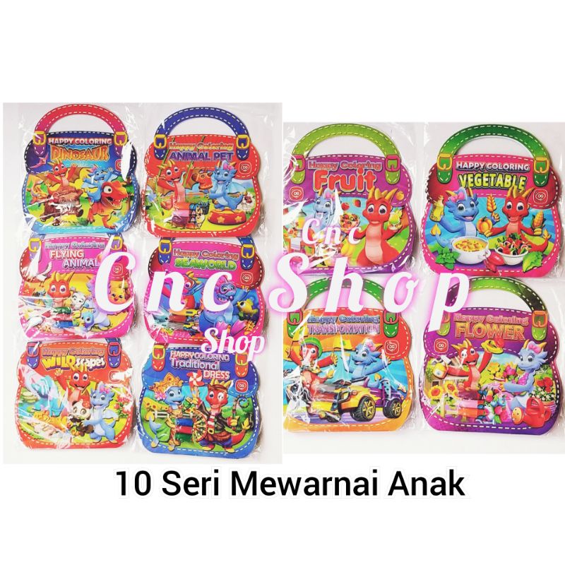 Buku Mewarnai Anak +3Crayon Seri Binatang Mobil Bunga dll Edukatif Souvenir Murah Bagus