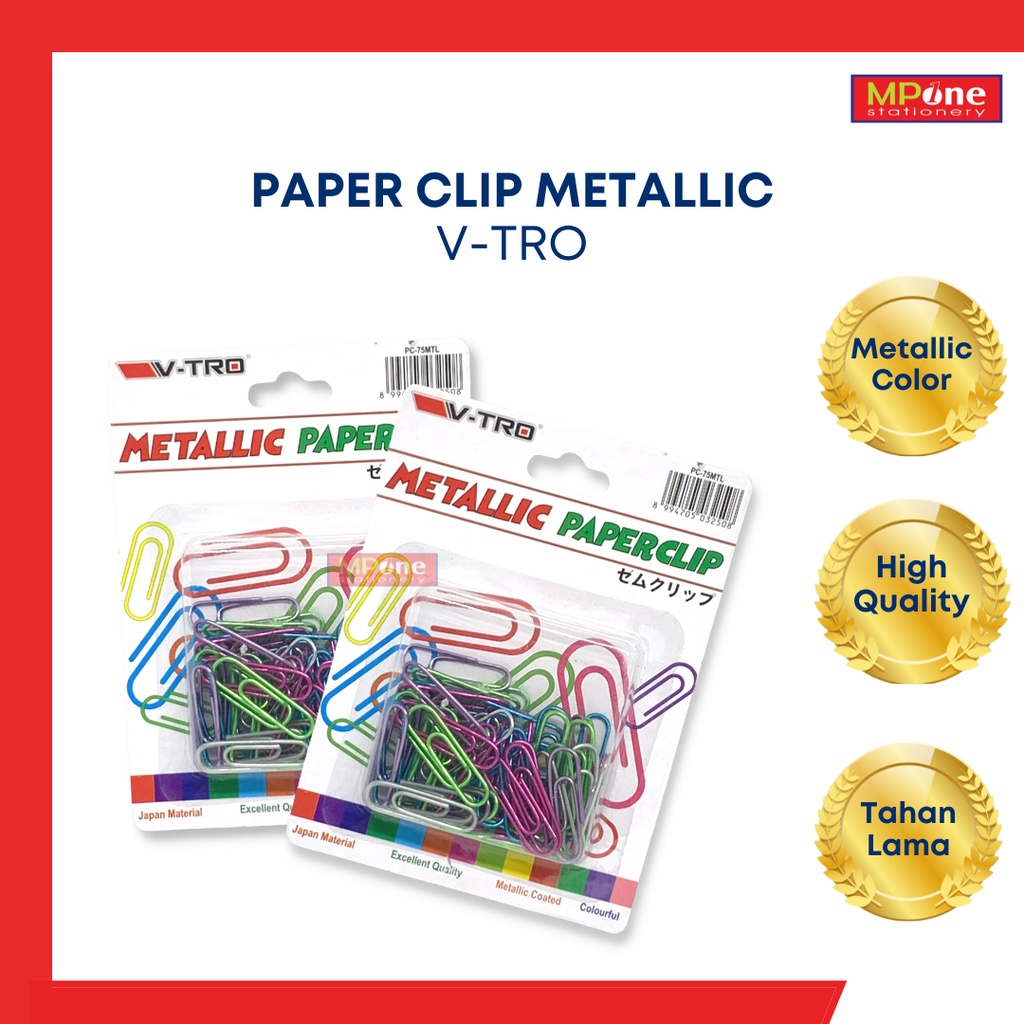 

(1 Pack) Paper Clips Metallic / Paper Clip Warna / Paper Clips V-TRO
