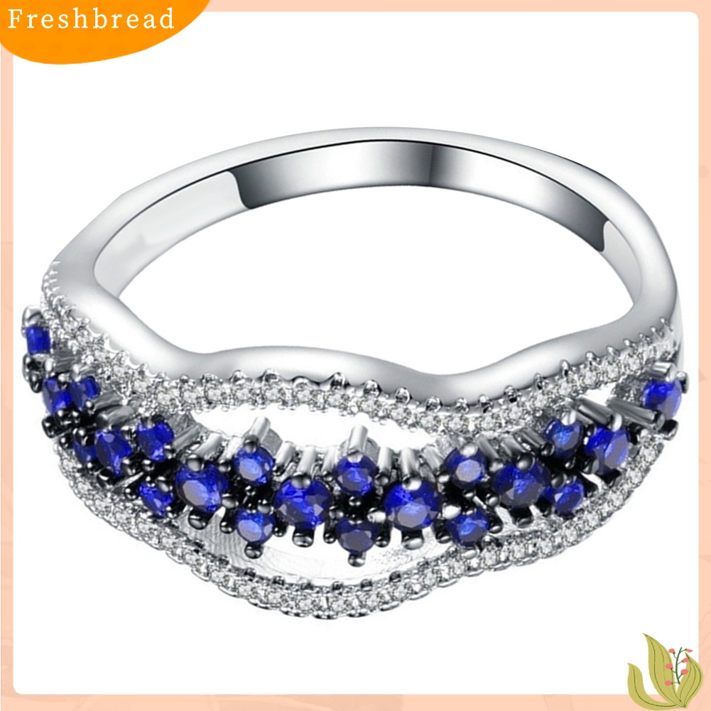 [TERLARIS]Women Faux Sapphire Inlaid Hollow Band Finger Ring Wedding Proposal Jewelry Gift