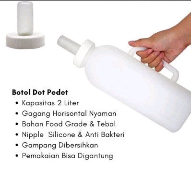 Dot Botol Pedet Anak Sapi Niple Putih  2 Liter Gagang Horisontal FEFARM