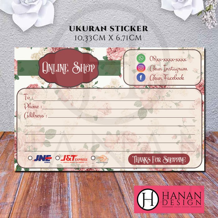 

Stiker Label Pengiriman Paket Olshop Online Shop Custom - Motif Vintage Flower