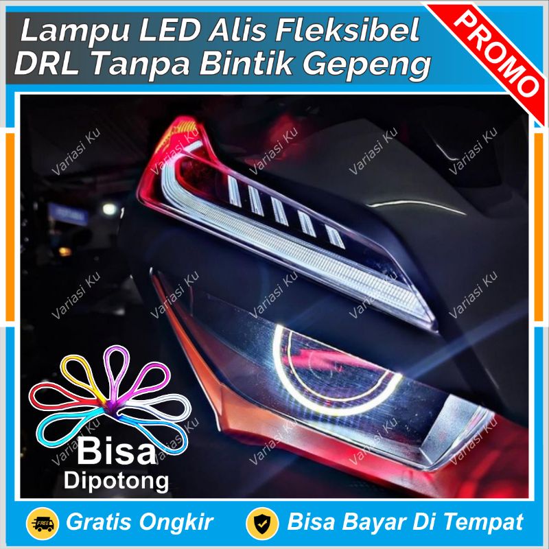 LAMPU LED NEON ALIS DRL STRIP TIDAK BINTIK HALUS 30CM PREMIUM SOFT UNTUK VARIO BEAT SUPRA X PCX NMAX