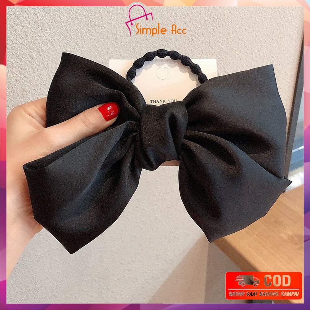 ~COD~DO-C160 Ikat Rambut Pita Besar Kuncir Rambut Hairband Aksesoris Wanita Kunciran Rambut Korea-PITA HITAM