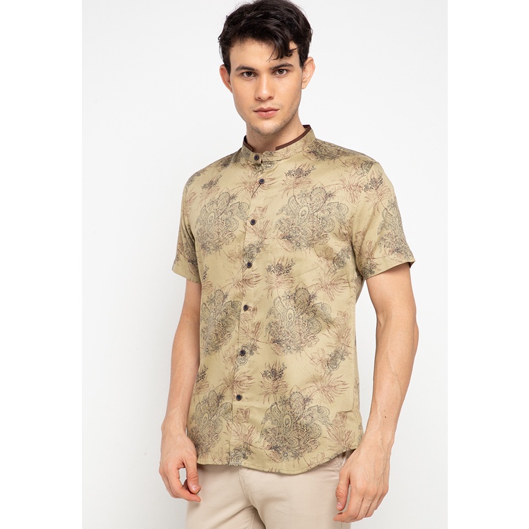 BAJU LEBARAN PRIA MANZONE KEMEJA KOKO LENGAN PENDEK MARRAKECH KHAKY ATASAN MEWAH EXCLUSIVE BAHAN BER
