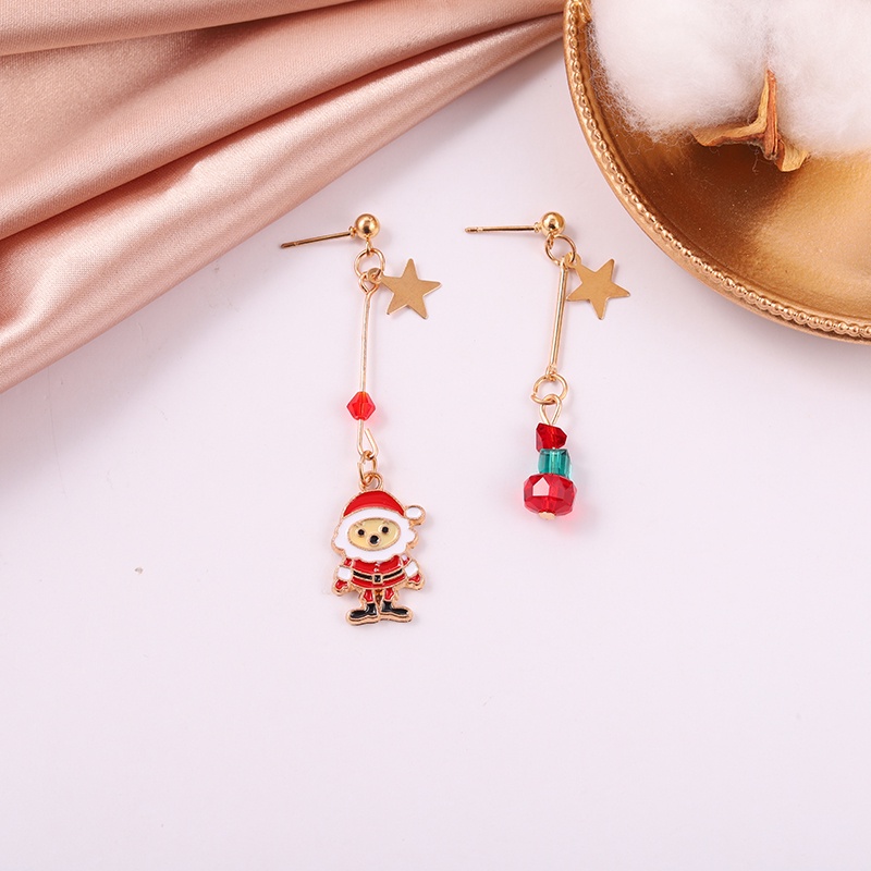 Anting Drop Liontin Santa Claus Bintang Bell Snowman Untuk Hadiah Natal