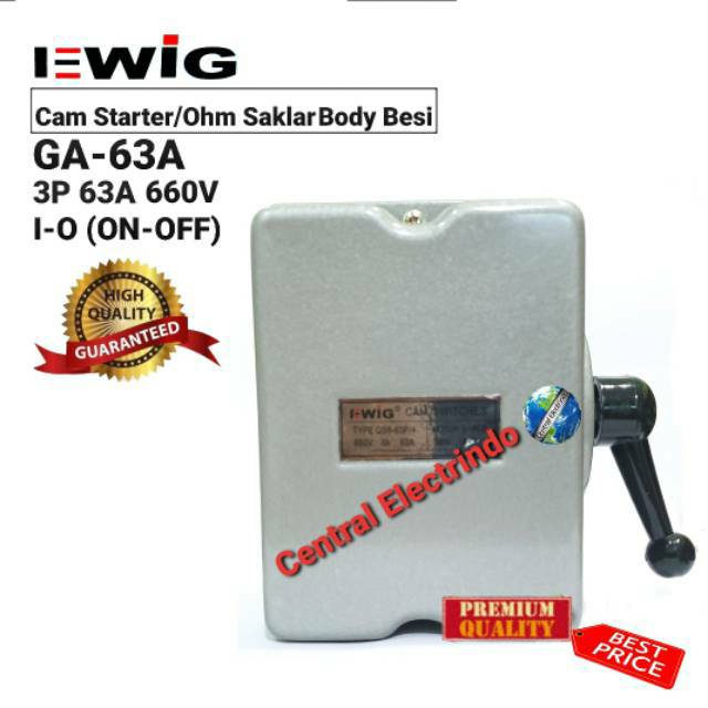 Cam Starter/Ohm Saklar EWIG GA-63A (13.000Watt) 3P I-0 (ON-OFF).