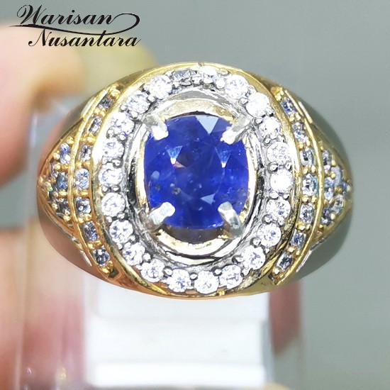 Cincin Batu Akik Blue Safir Selon Asli