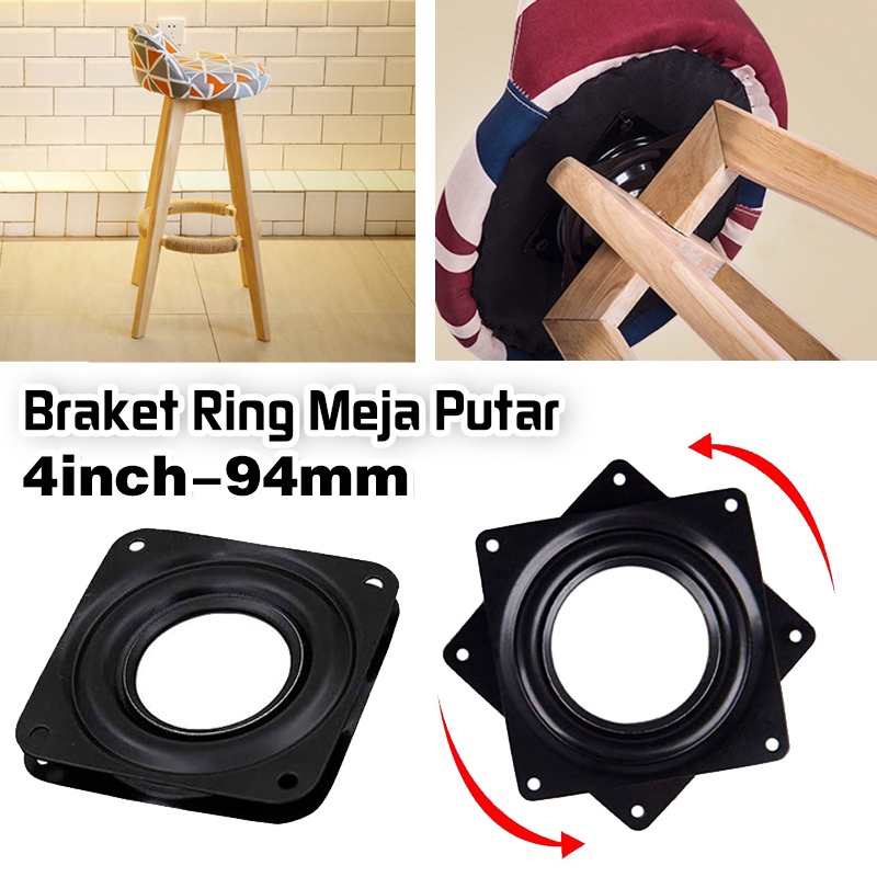 【4 inch】Meja Putar Besi Persegi/Braket Ring Meja Putar Besi Persegi/Kursi Etalase Display Kue Lazy Susan Kolaher/Lazy Susan Bearing Rotating