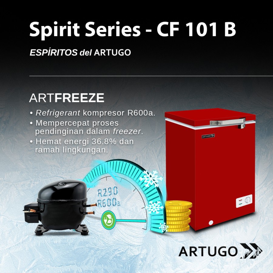 ARTUGO Chest Freezer CF 101 B / CF 101 BW - 105 L