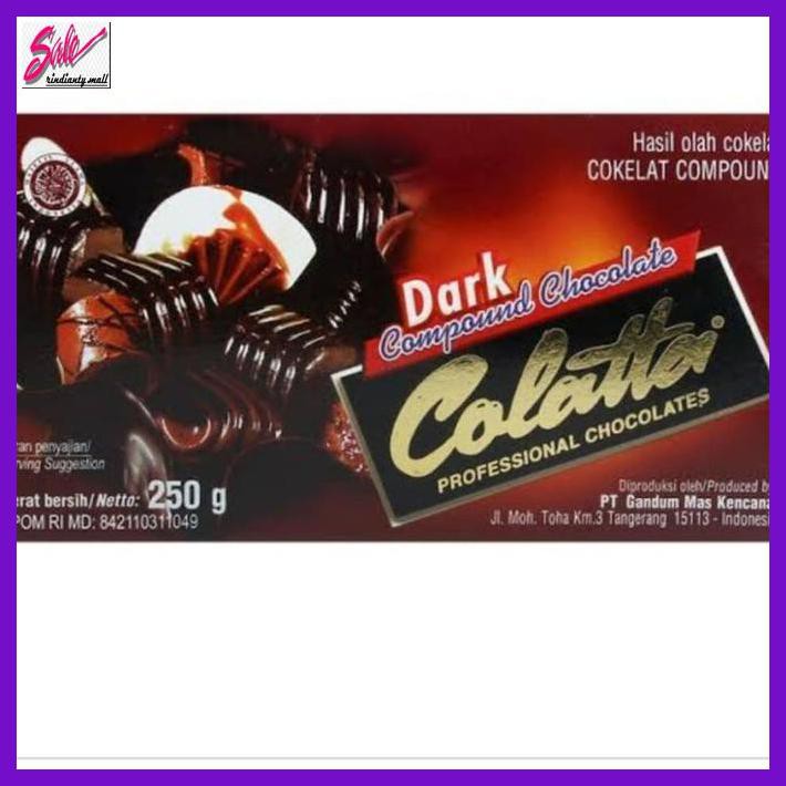 

SAKMACOKLAT- DARK COMPOUND CHOCOLATE COLATTA 250GR / COKELAT HITAM COMPOUND COLATTA -MAKANAN-