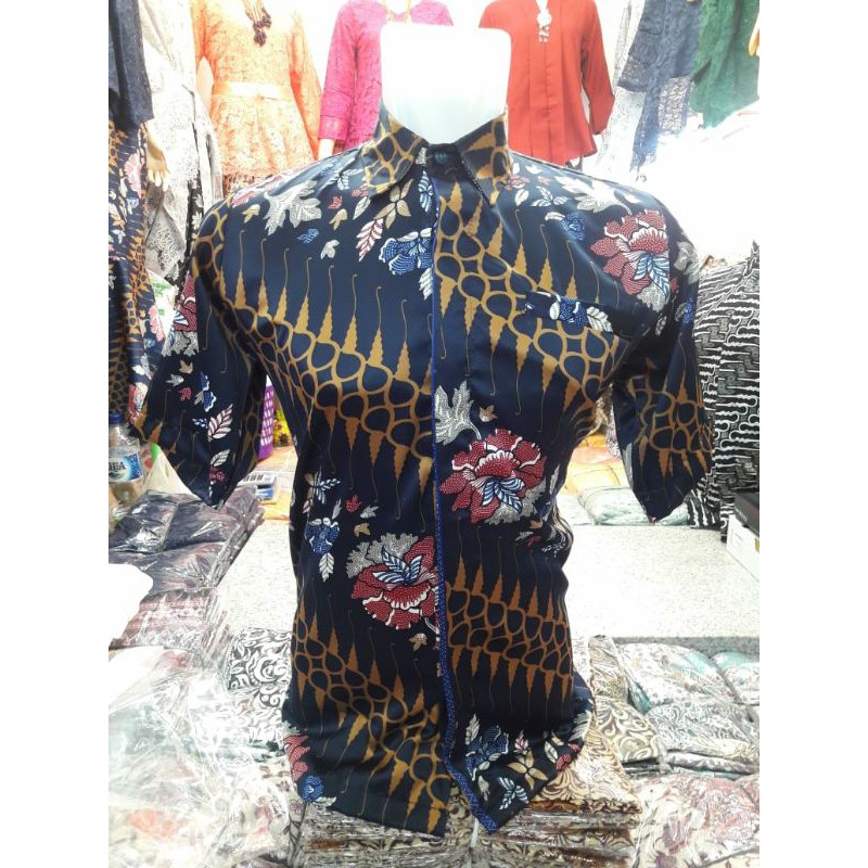 REAL PICT!!! KEMEJA BATIK PENDEK / KEMEJA LILI SILVER / TORAJA NAVY /AZALEA