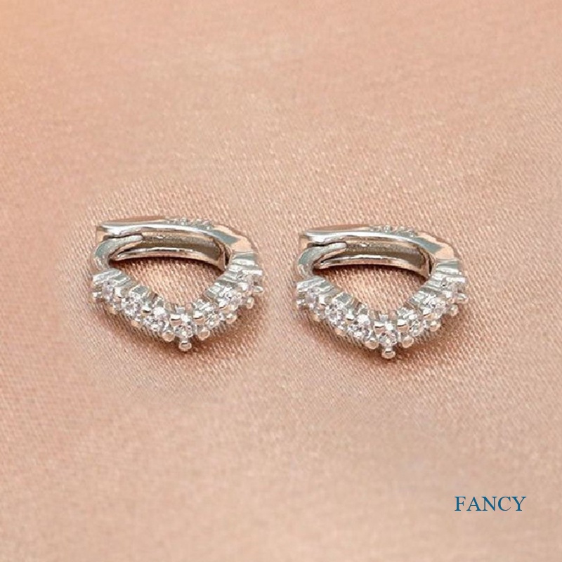 Anting Bulat Mini Lapis Emas 14K Dengan Batu Zircon Kubik Untuk Wanita