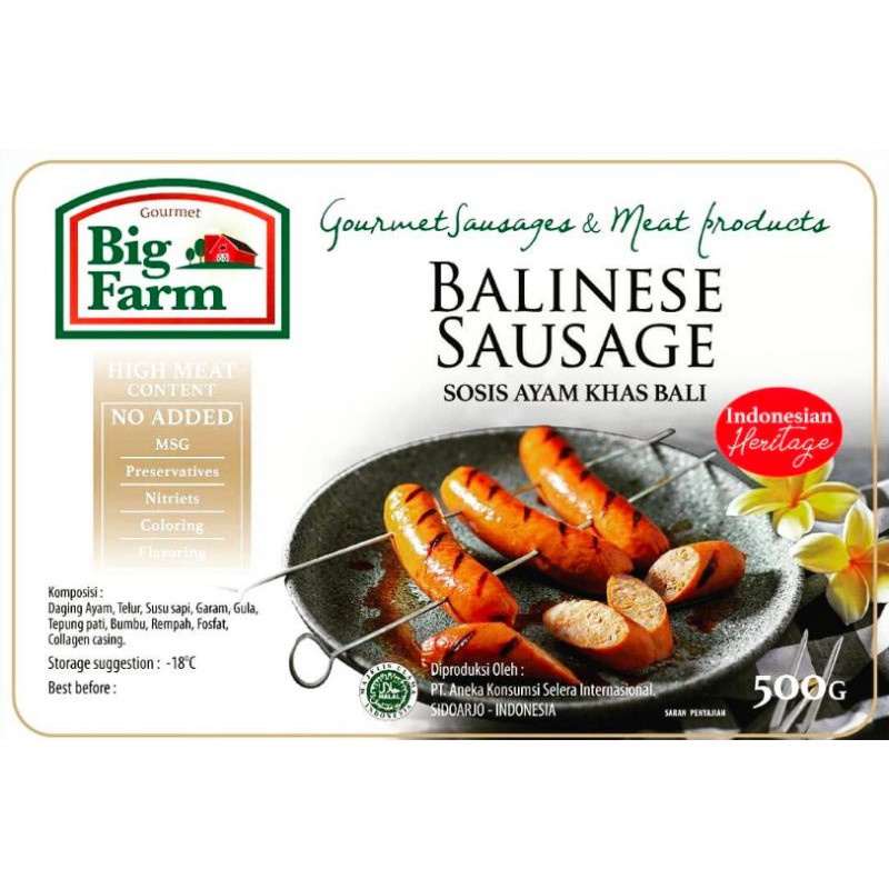 Big Farm Balinese Sausage Sosis NO MSG 7pcs 500g