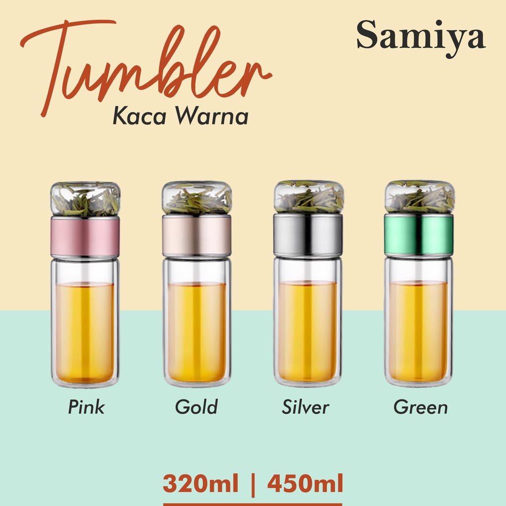 tumbler teapot infuser portable double wall / tea pot botol minum teh kaca infuse water ( menerima custom LOGO )