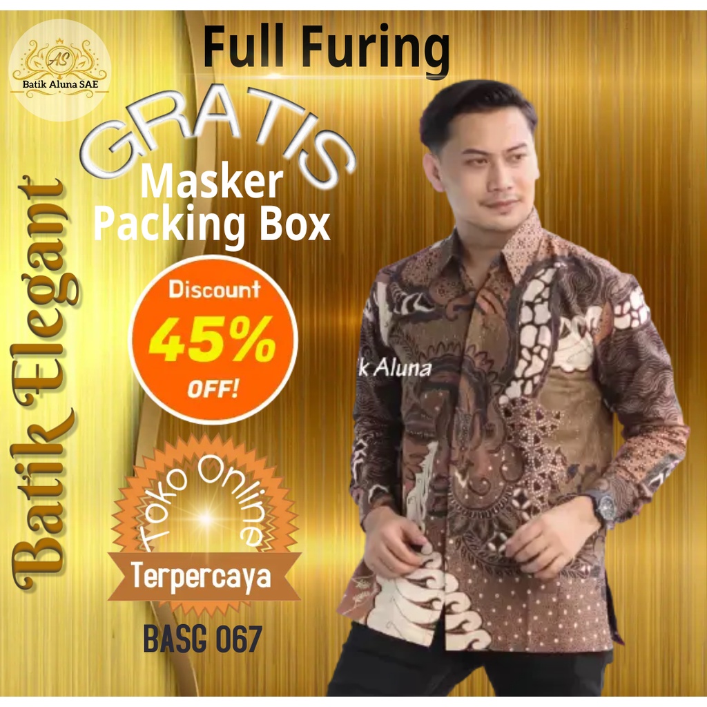 Batik Pria Lengan Panjang Kain Batik Katun Premium Baju Resepsi Pria Dewasa Batik Alunasae BASG 067