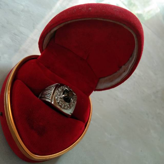 Batu cincin black safir afrika asli motif berlian