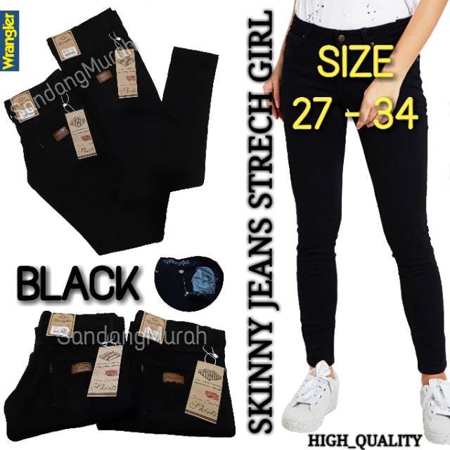 Celana Jeans Panjang Wrangler Wanita / Wrangler Skinny Jeans / Jeans Strech Hitam / Celana Wanita