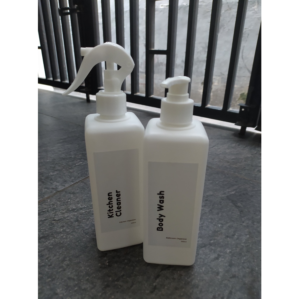 Refill Botol Tempat Sabun Pump Spray  Minimalis Aesthetic 500 ml - Seri Kotak