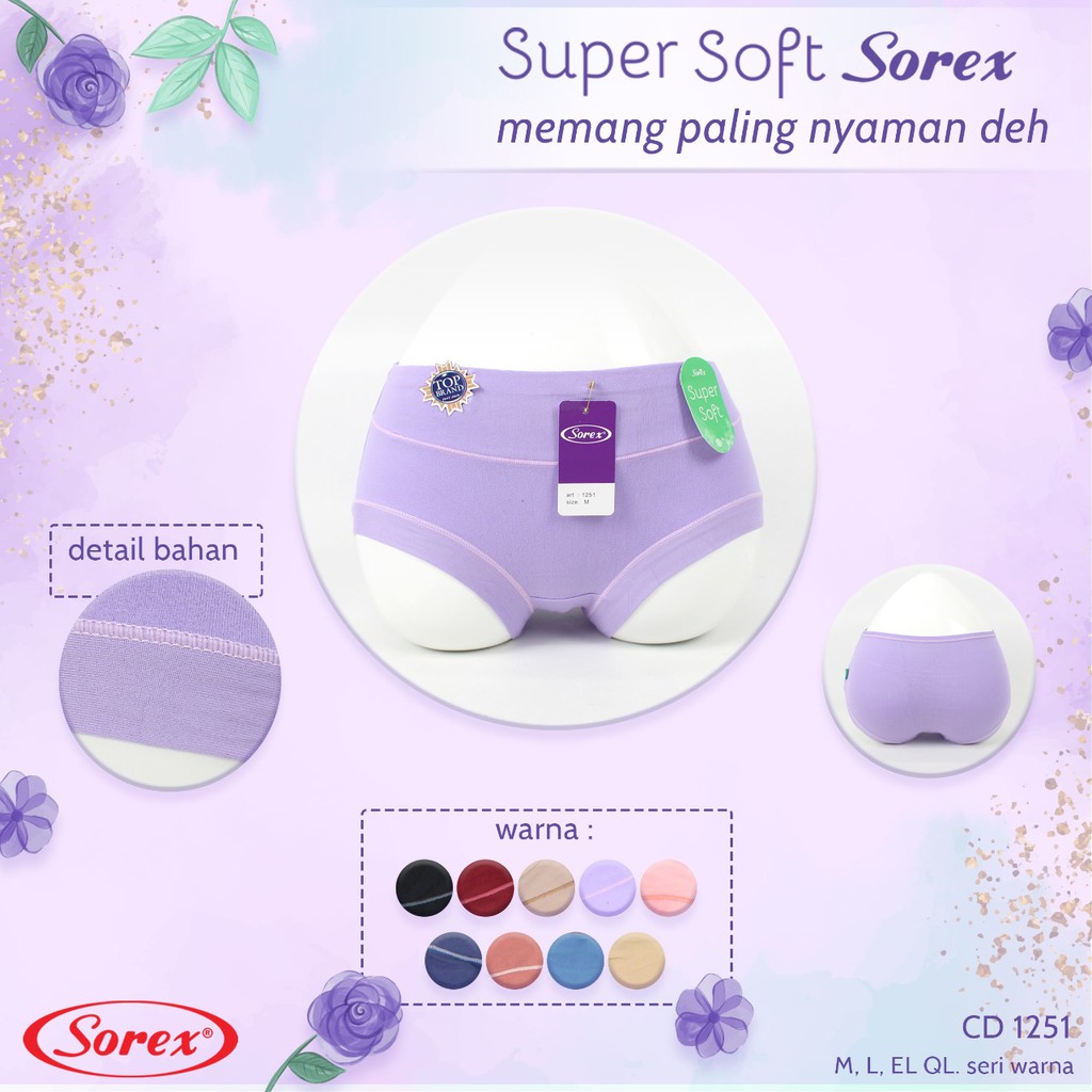 Celana Dalam Wanita Sorex 1251 Super Soft Basic | Ecer 1 Pcs CD Perempuan Dewasa Sguna