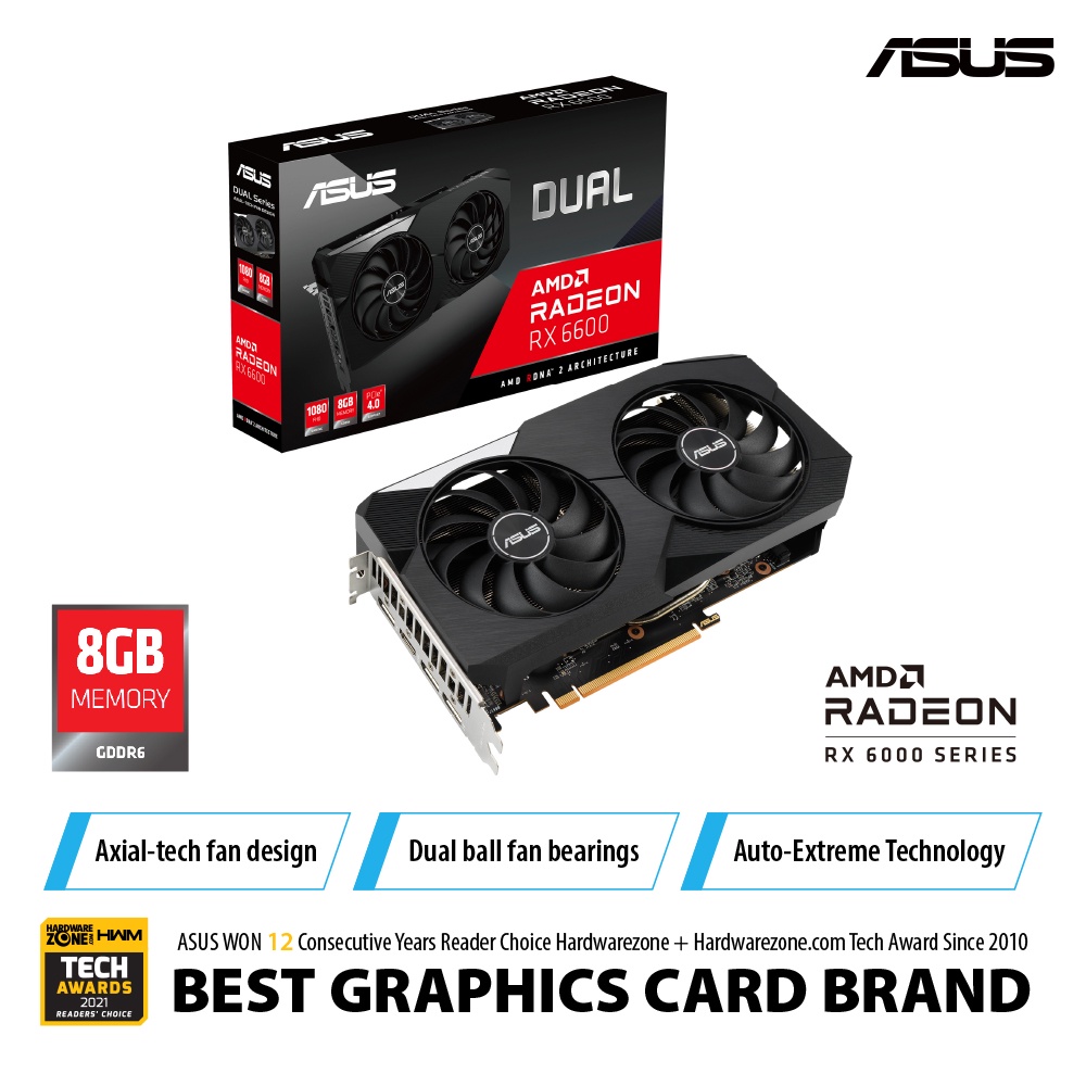 VGA ASUS RX 6600 DUAL 8GB DDR6 RESMI - AMD Radeon rx6600