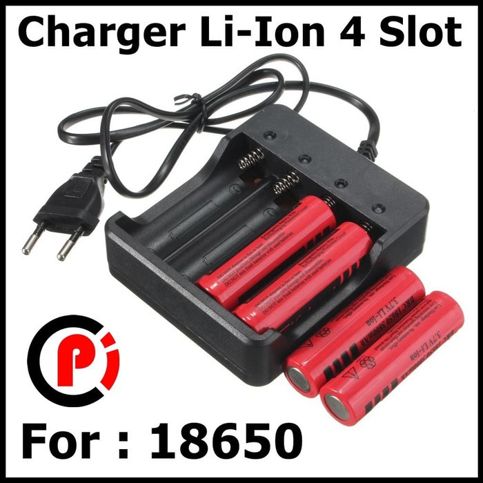 Charger Baterai Batre 18650 Li Ion 4 SLOT ada KABEL