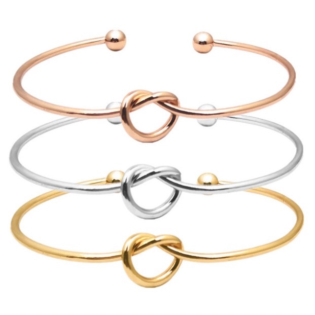 Gelang Bangle Open Desain Simpul Bahan Metal Untuk Wanita