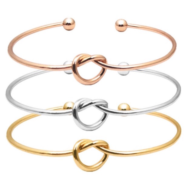 Gelang Bangle Open Desain Simpul Bahan Metal Untuk Wanita