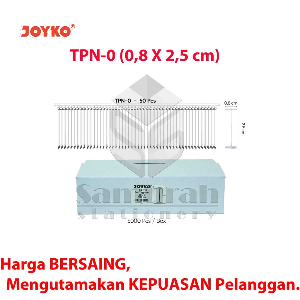 

Tag Pin TPN 0 ( 25 Mm ) Joyko / Peluru Bandrol Label Harga - Merk Baju / Top Pin TPN A00 ( 15 Mm ) /