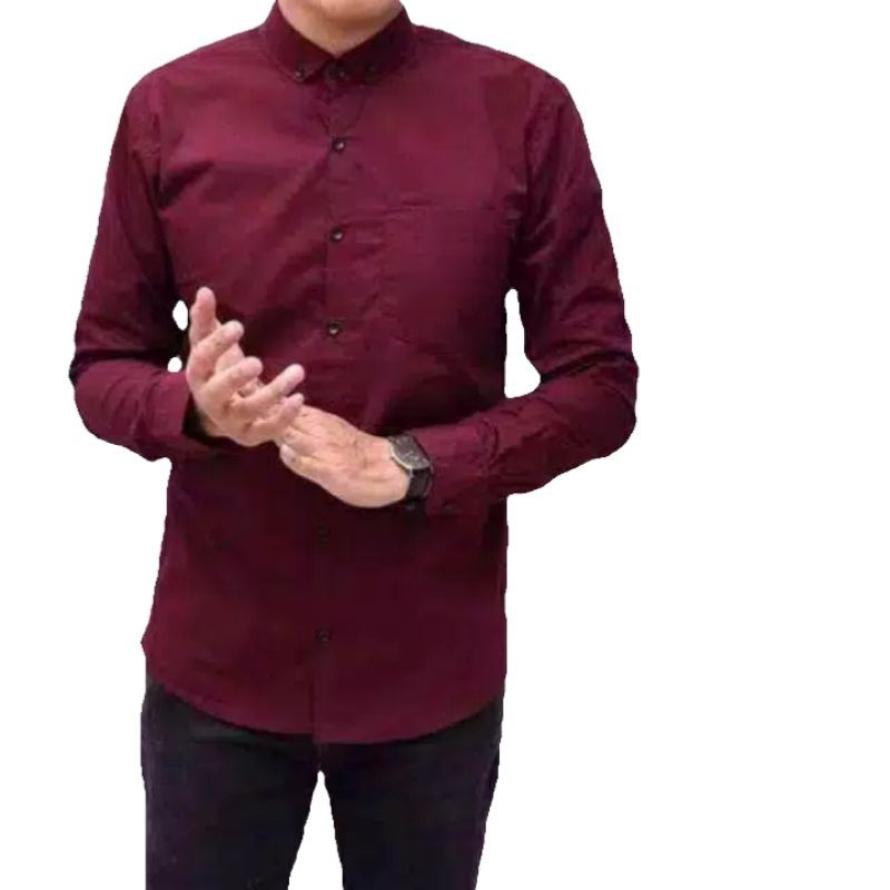 KEMEJA POLOS PRIA M L XL LENGAN PANJANG SEMUA WARNA READY STOK.