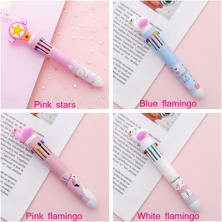 MOYL 10 Color Student Ballpoint Pen Cute Creative Multi-function Press Color Pen