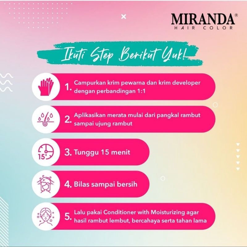 MIRANDA Hair Color Temptation 20ml - Cat Pewarna Rambut Sachet Instan 15 Menit