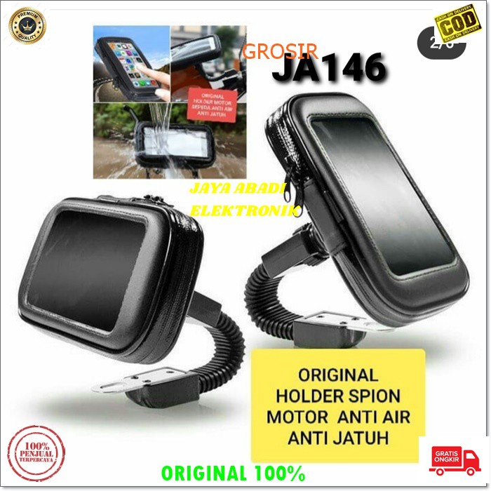 J146 HOLDER SEPEDA MOTOR 6.5 INCI SPION WATERPROOF STAND MOUNT PENGAMAN GANTUNGAN HP PEGANGAN GPS JEPIT KACA PENJEPIT JEPITAN BREKET BRACKET SPION MOTOR WATERPROOF COCOK BUAT OJOL ATAU PRIBADI AGAR LEBIH MUDAH SAAT MENGGUNAKAN MAP SANGAT AAN BISA