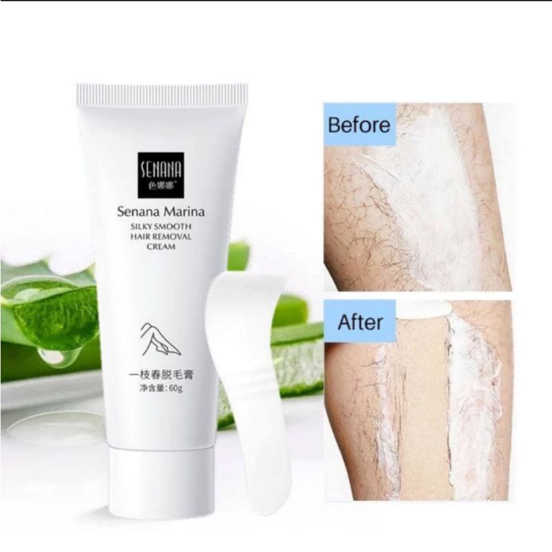 Free spatula Senana Marina hair removal cream perontok bulu kaki ketiak tangan krim penghilang bulu kemaluan