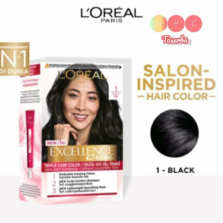 L'Oreal Paris Excellence Creme Hair Color - 1 Black,Hair color loreal,Loreal hair color