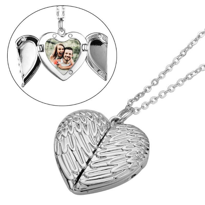 SIY  Heart Sublimation Blanks Angel Wing Love Heart Necklaces Custom Lockable Photo Blank MDF Printable Pendant for Women