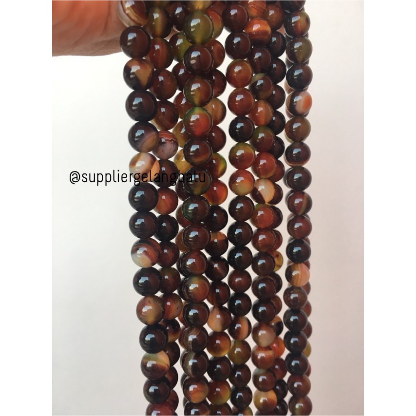 batu manau loreng ginggang hijau 8mm merah manao mangga oren natural aksesoris craft beads grosir