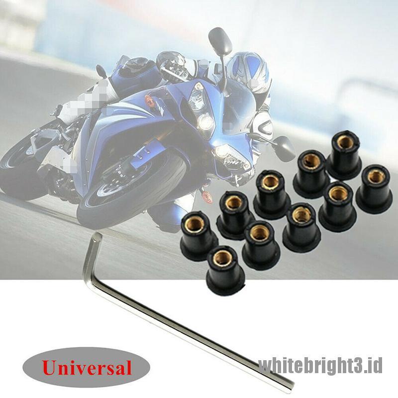 10 Pcs Sekrup M5 Warna Putih Untuk Fairing Kaca Depan Motor