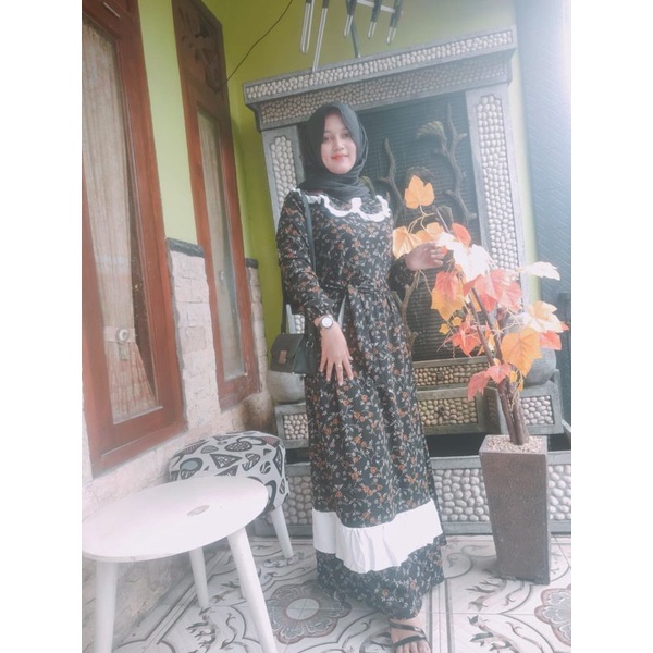 gamis voxy motif bunga sakura/gamis rampel/gamis susun