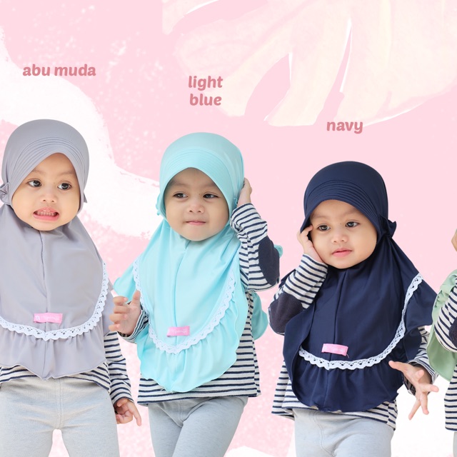 Ghayda Bergo Anak / bergo pad renda anak / kerudung renda / bergo jersey anak