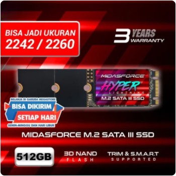 SSD M2 SATA III 512GB MIDAS FORCE M.2 2240 2260 2280 RESMI 3thn