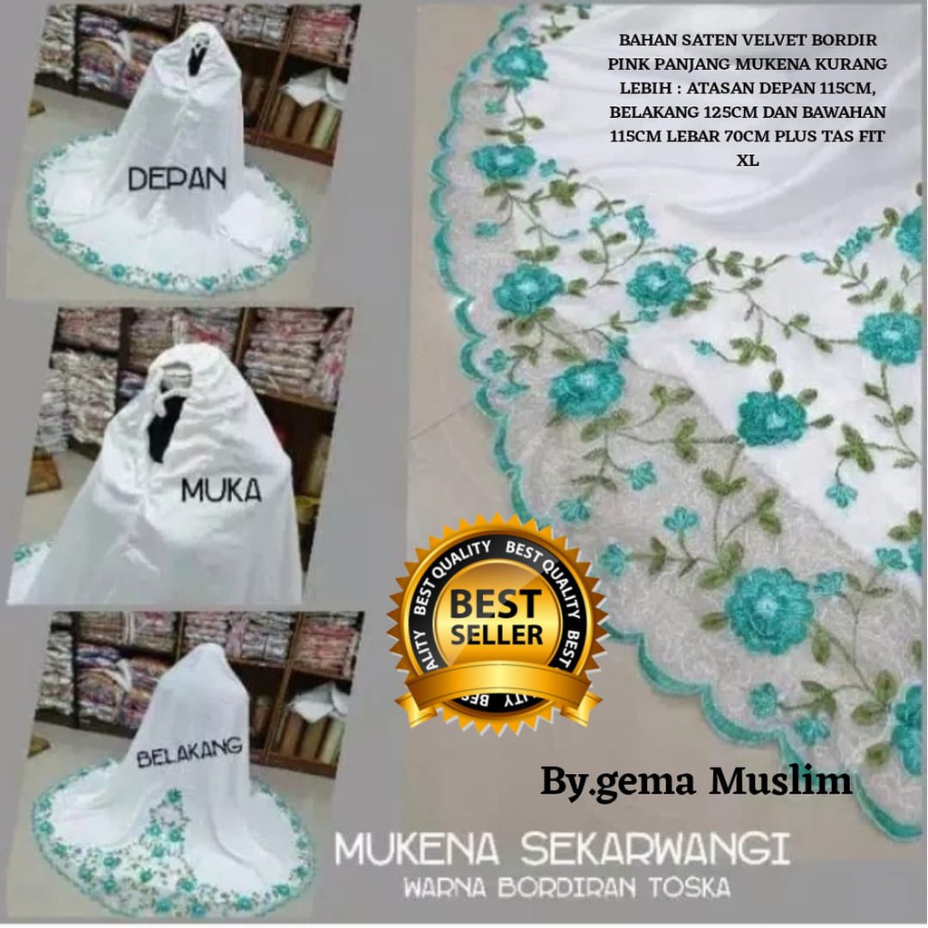 mukena dewasa sutra velvet/mukena bordir punggung/mukena terlaris/mukena gema