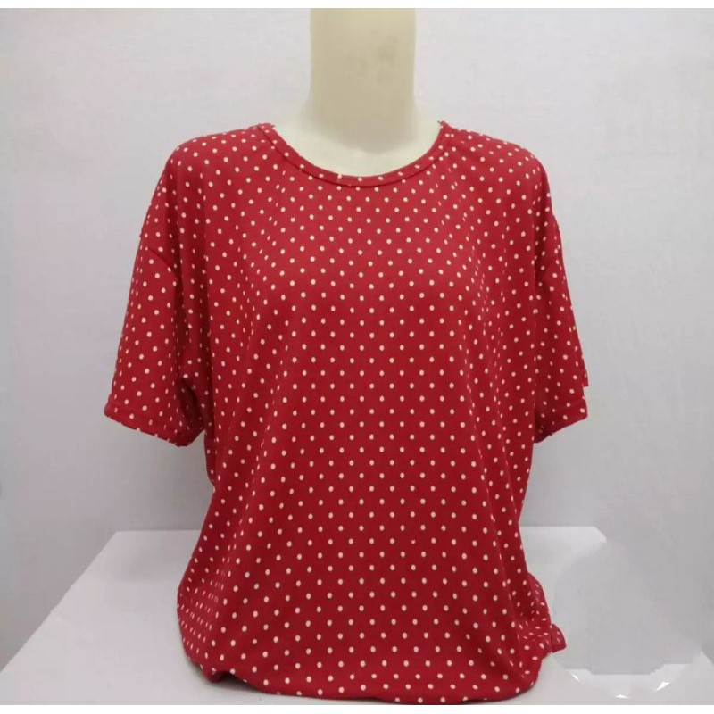 T shirt wanita jumbo XXL bahan waffle bermotif/fashion wanita/atasan/Kaos jumbo