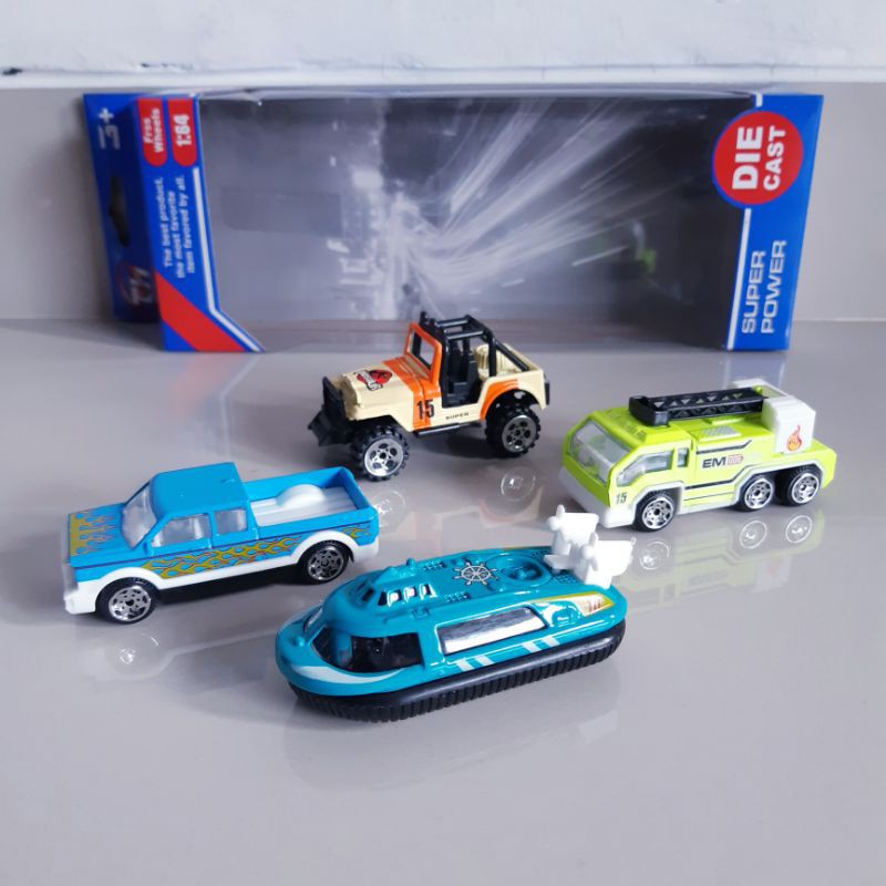 Diecast Set Kendaraan 4 Pcs - Mainan Miniatur Mobil Anak Edukatif