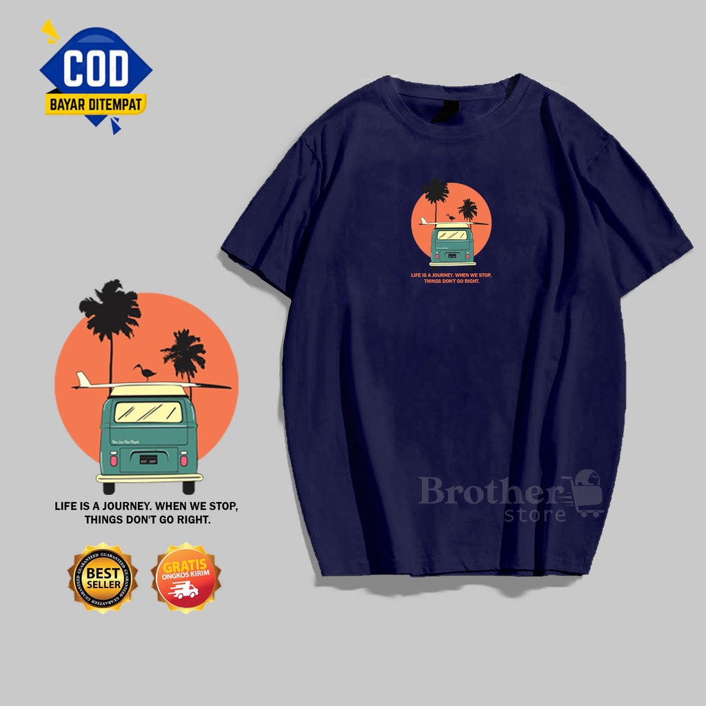 BROTHER STORE - Kaos Distro Pria - KAOS COWOK CEWEK - Kaos Kata Kata - Articel Life is a journey Premium