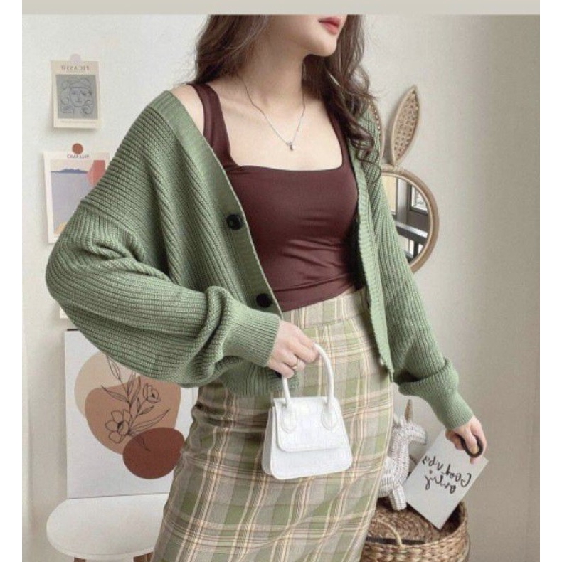 [COD] CARDIGAN CROP 7GET RAJUT TEBAL LENGAN PANJANG Eireen  Premium Nacara Outer Kardigan Malika