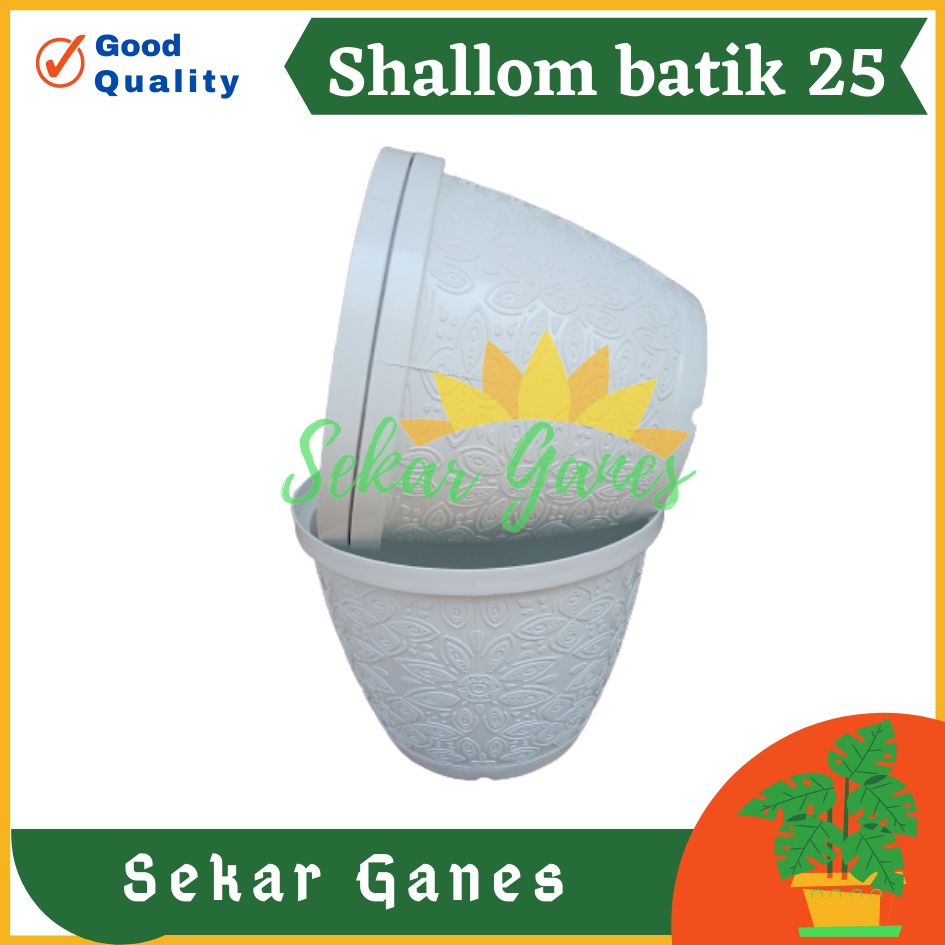 Pot Shallom Batik 25 Putih Pot Bunga Motif Batik Timbul Pot Bunga Besar Murah Tebal Bagus Bukan Pot Shallom Glory Glori 30 35 40