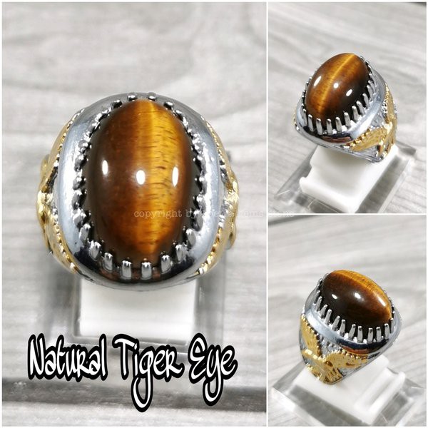 Cincin Natural Batu Akik Biduri Sepah Tiger Eye Termurah