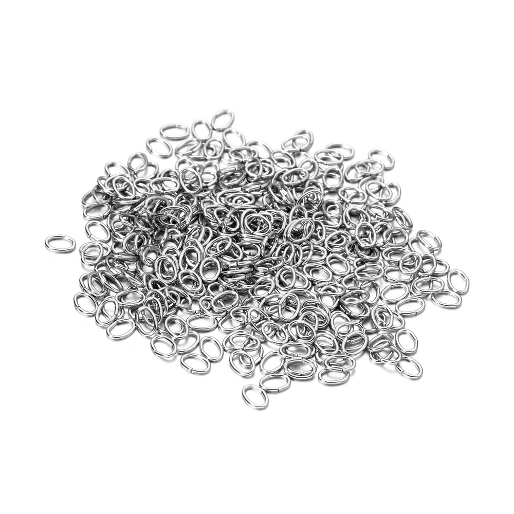 200pcs / Pak Cincin Irregular Bahan Stainless Steel Untuk Membuat Rantai