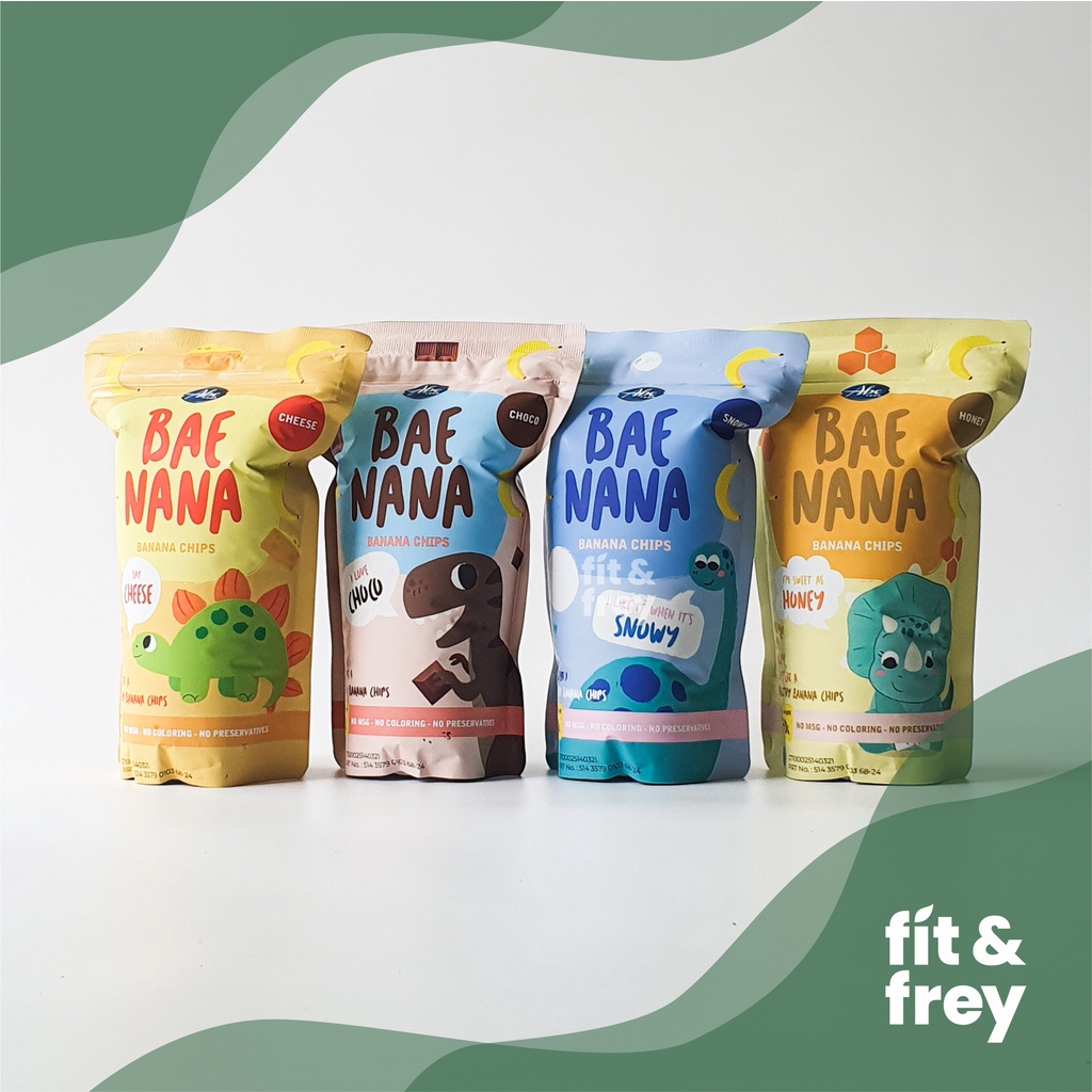 ABE FOOD Baenana 70gr - Banana Chips - Snack Pisang - Cemilan Keripik Sehat Anak - Bae Nana - Honey/Choco/Cheese/Snowy